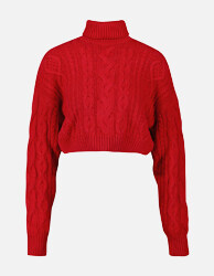 Knitted cropped turtleneck Tomato