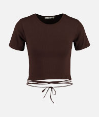 T-shirt crop top waist ties Dark brown