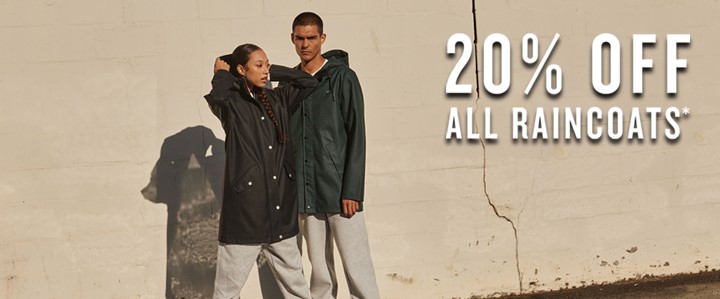 Shop raincoats 20% off