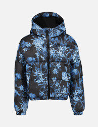 Winter jacket print Blue flower