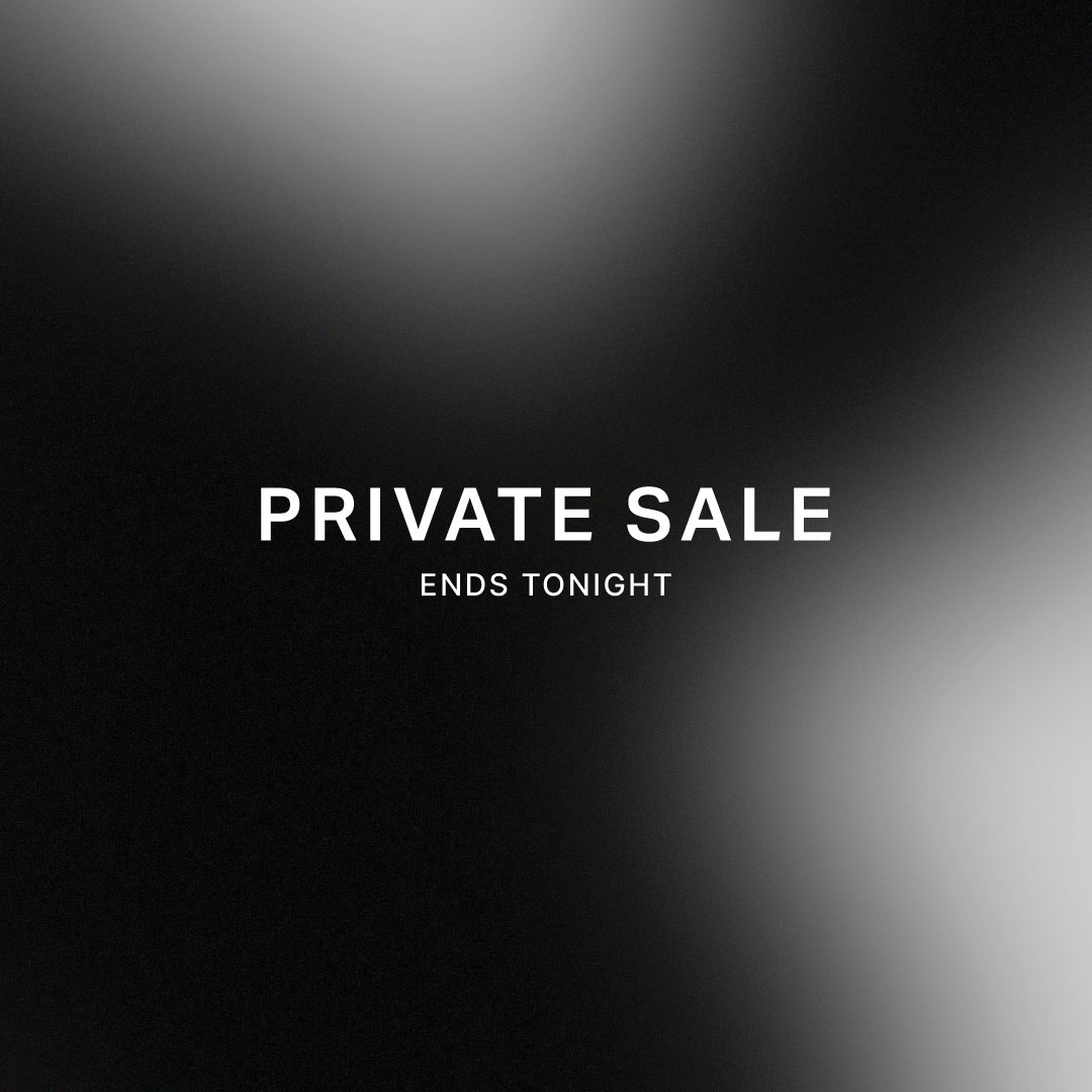 Black and white graphic with Private Sale Ends Tonight messaging
