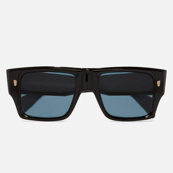 Frontal image of the 1414 Rectangle Sunglasses in Black on Crystal