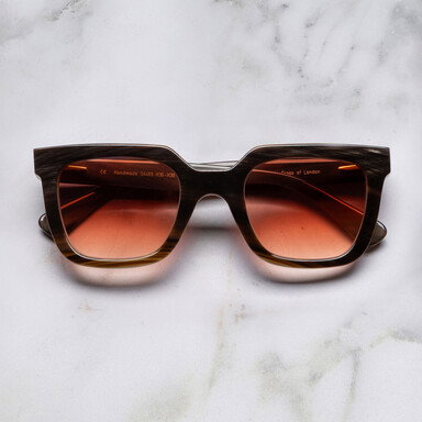 4469 Square Horn Sunglass in Smoke Brown/Cream.