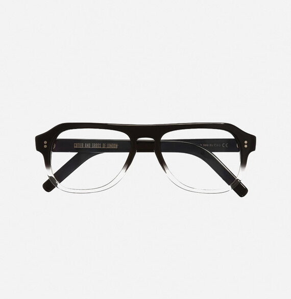 Image of the 0822V2 Aviator Opticals in Black to Clear Fade on grey background