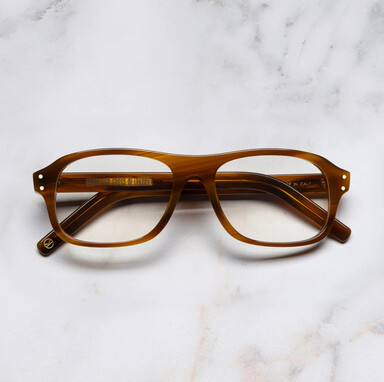 0847 Kingsman Aviator Opticals in Striped Mustard Havana.