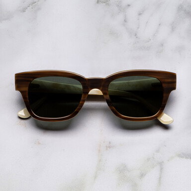 0772 Square Horn Sunglass in Toffee Brown/Cream.