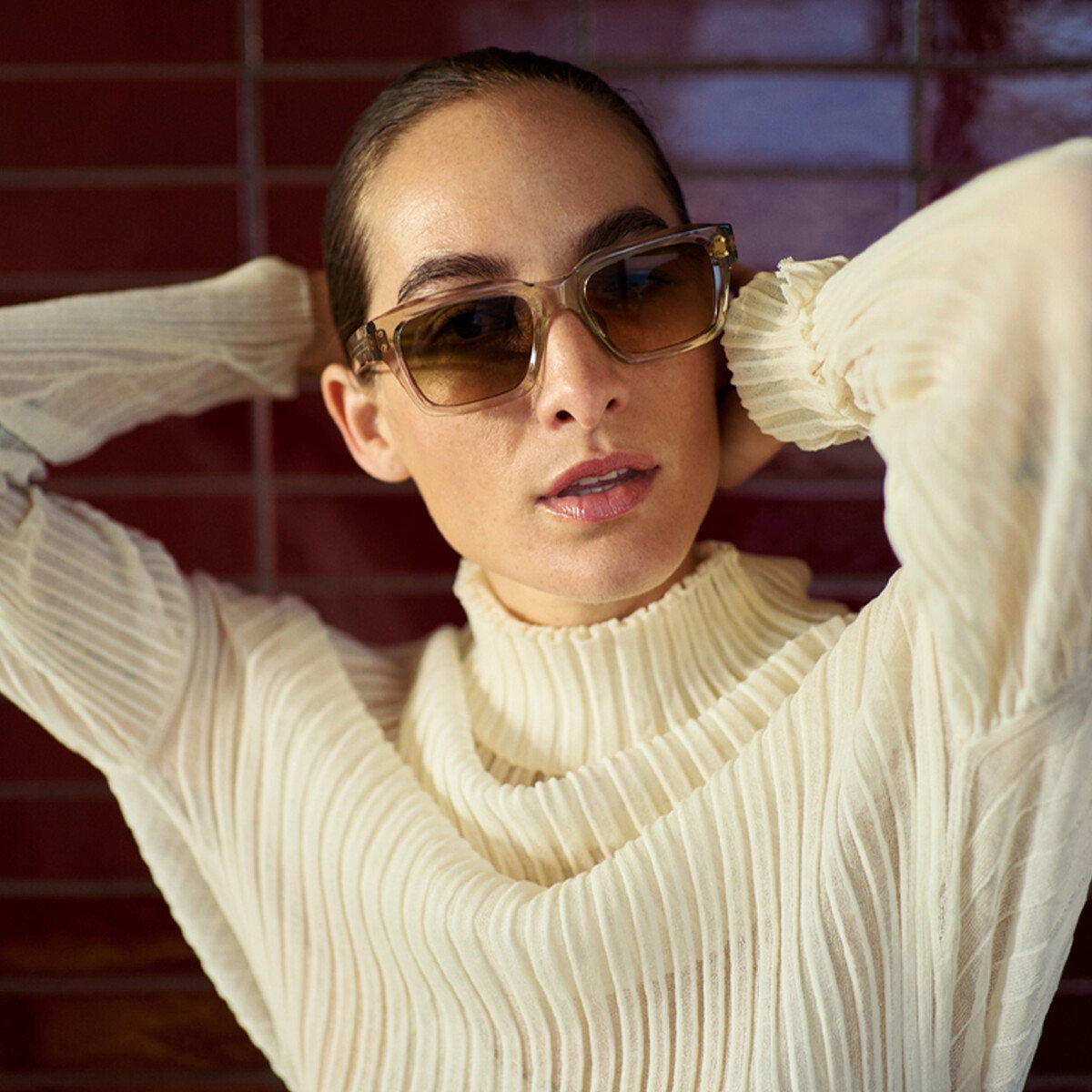 Image of the Cutler and Gross 1432 Sunglasses in Sand Crystal