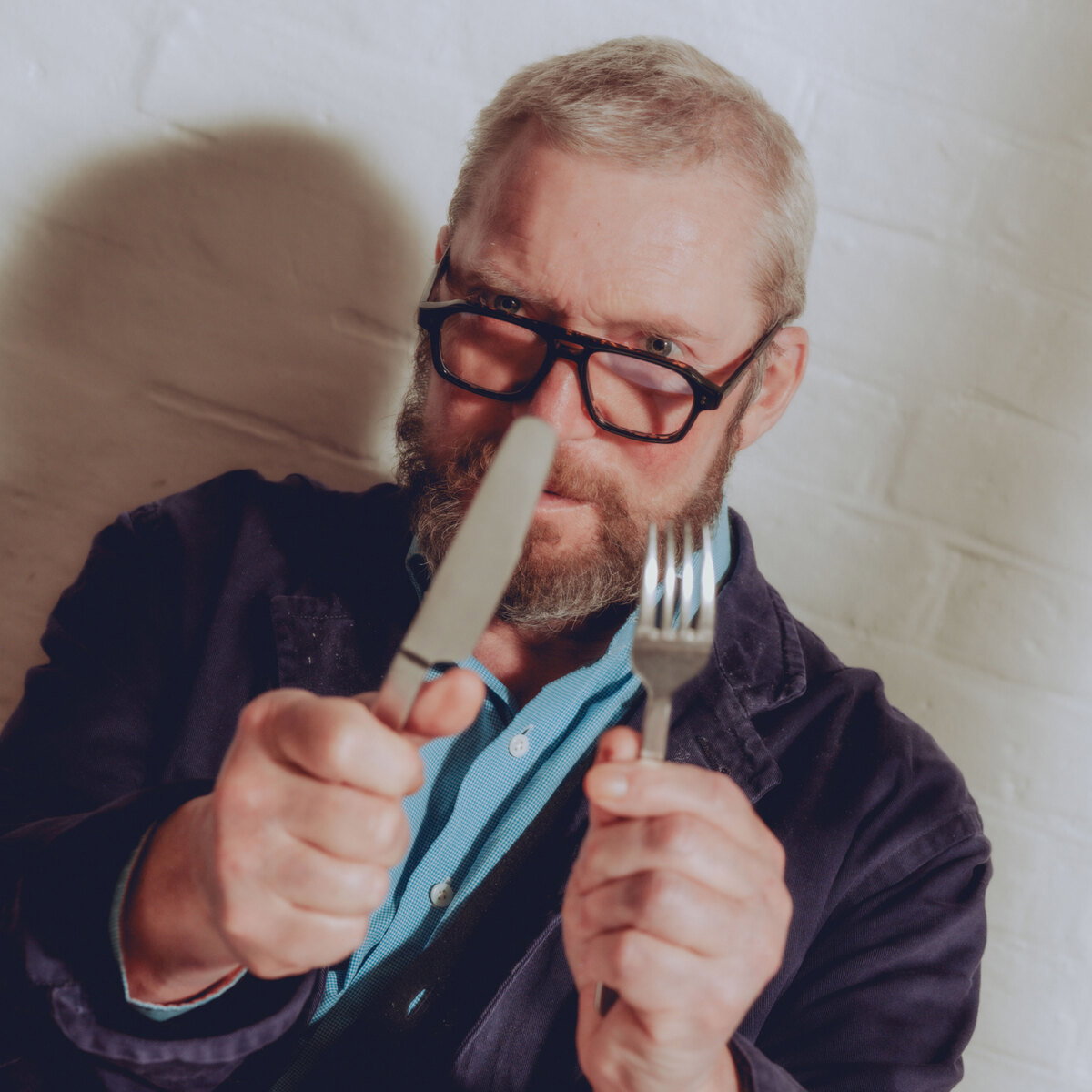 Image of Fergus Henderson OBE wearing the GR15 Aviator Optical in Multi Havana.