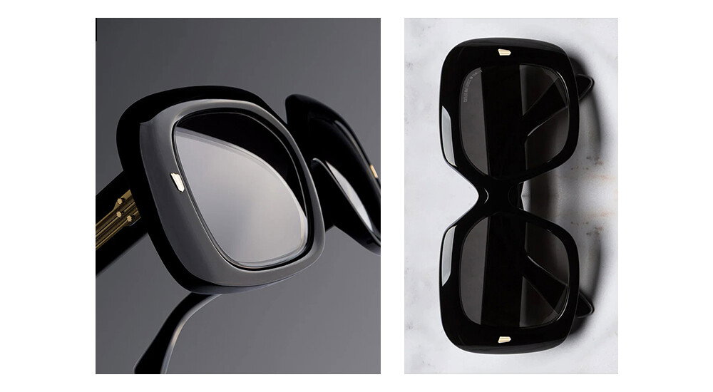 9891 Rectangle Sunglasses in Black on Crystal