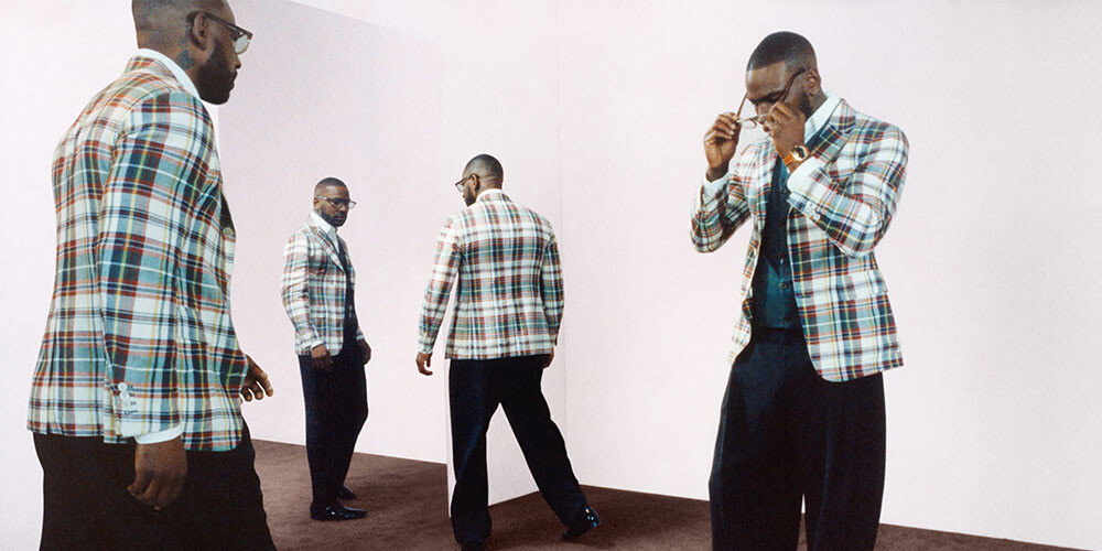 An Image of Musician and artist Skepta for Esquire Magazine wearing GR14 in Gray on Granny chic