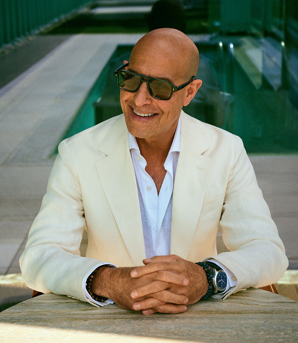Actor Stanley Tucci for The Rake magazine wearing GR15 in Multi Olive.