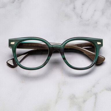 9298 Round Horn Optical in Moss Green/Brown.