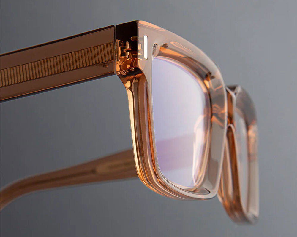 An Image of Cutler and Gross 1386 Square Opticals in Crystal  Peach
