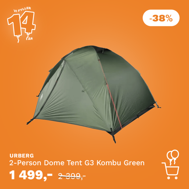 Urberg 2-Person Dome Tent G3 Kombu Green