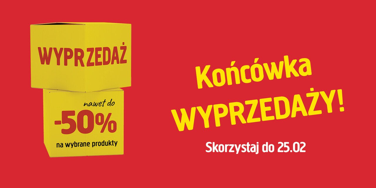 Reklama Jula na ż&oacute;łtym tle. Po lewej stronie znajduje się ulotka promocyjna z hasłem &lsquo;Pogłębiamy wyprzedaż Jula!&rsquo; i informacją o rabatach do &ndash;50% na wybrane produkty. Po prawej dużymi czerwonymi literami widnieje napis &lsquo;Pogłębiamy WYPRZEDAŻ!&rsquo;.