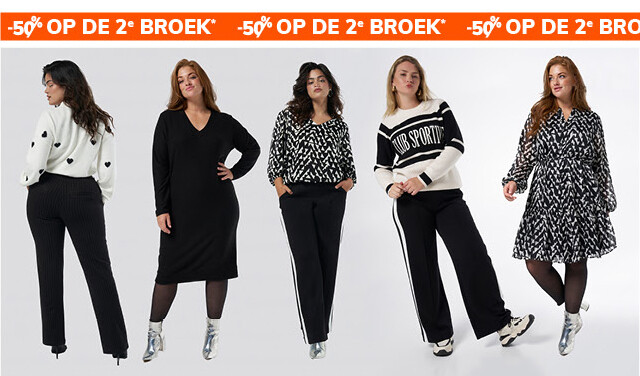 50% korting op de 2e broek