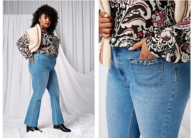 Flared jeans met details