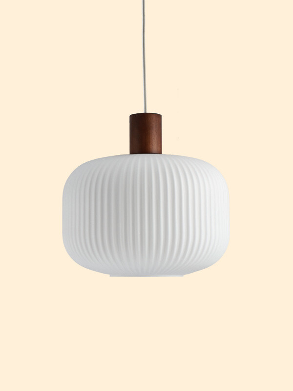 Fair ceiling lamp 30 cm Frosted glass-dark stained ash