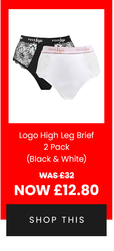 Logo High Leg Brief 2 Pack - Black/White