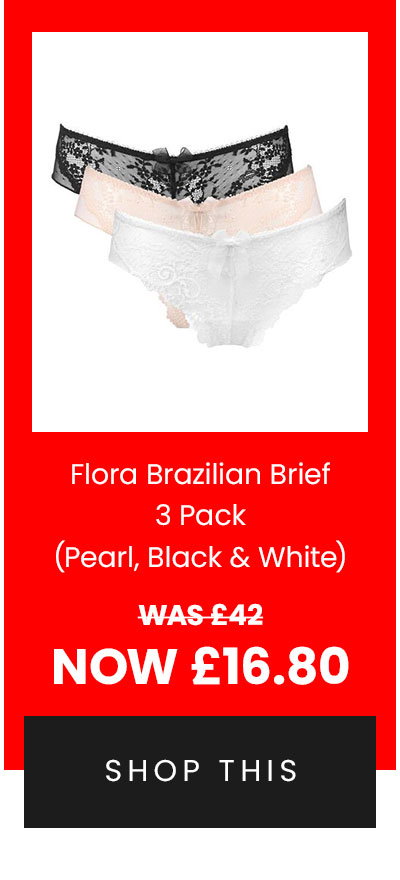 Flora Brazilian Brief 3 Pack - Pearl/Black/White