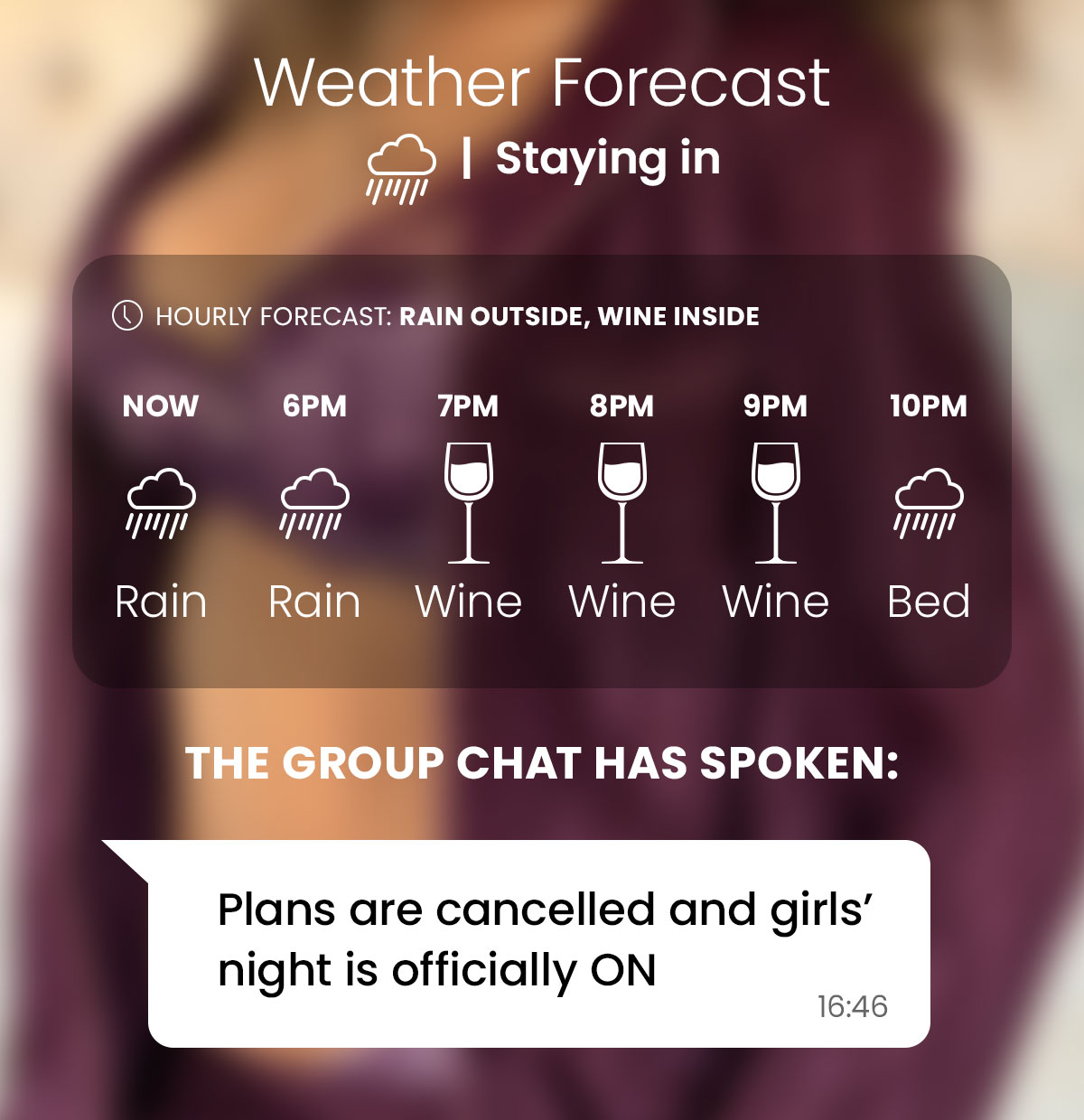 Weather forecast: staying in