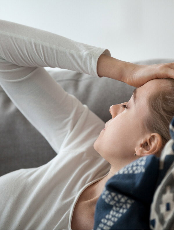 Image of woman suffering with severe pregnancy sickness