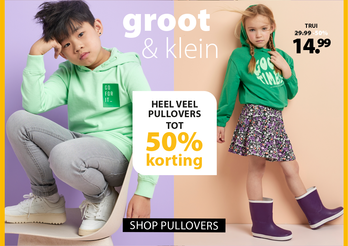 Heel veel pullovers tot 50% korting!