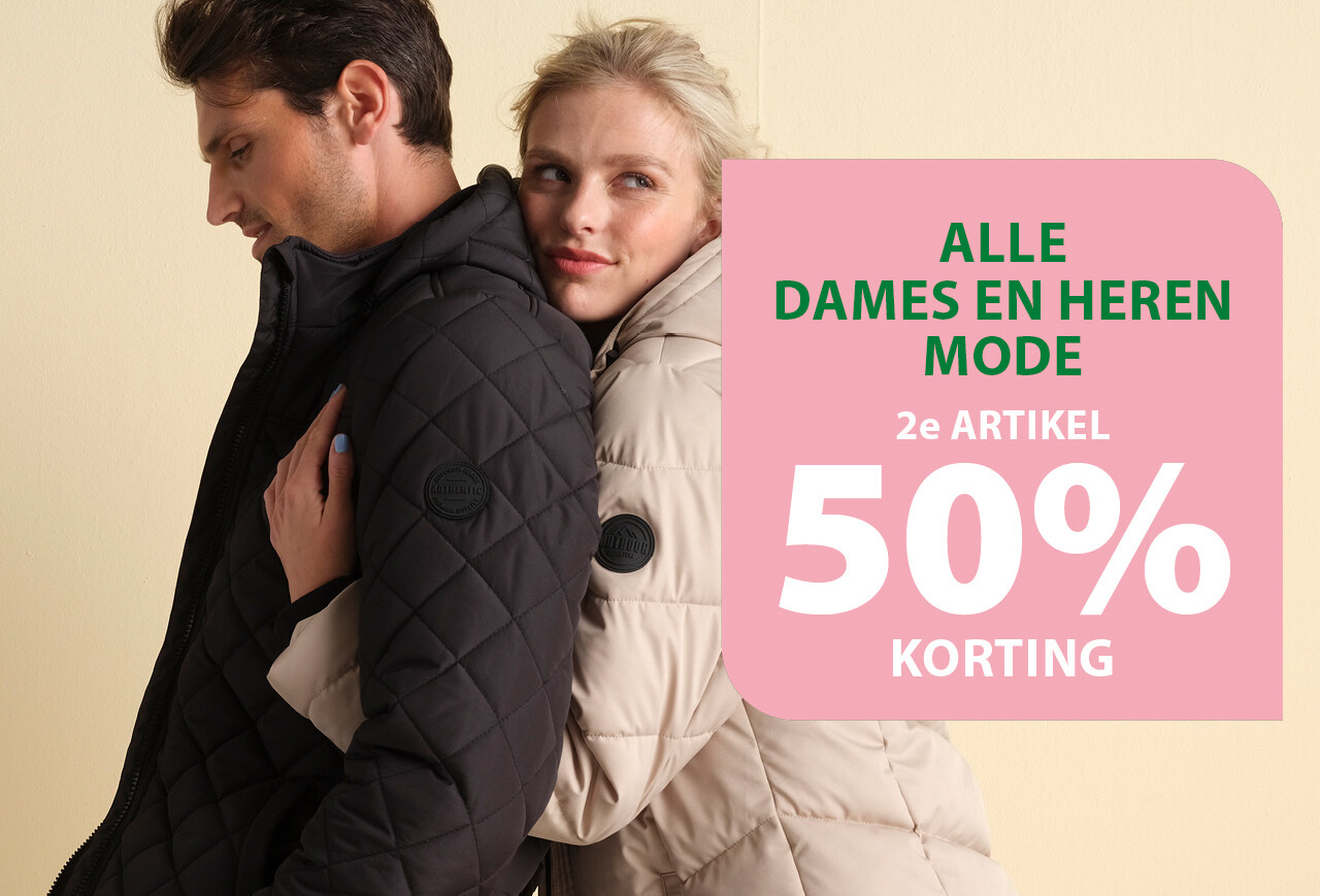 alle dames- en herenmode 2e artikel 50%