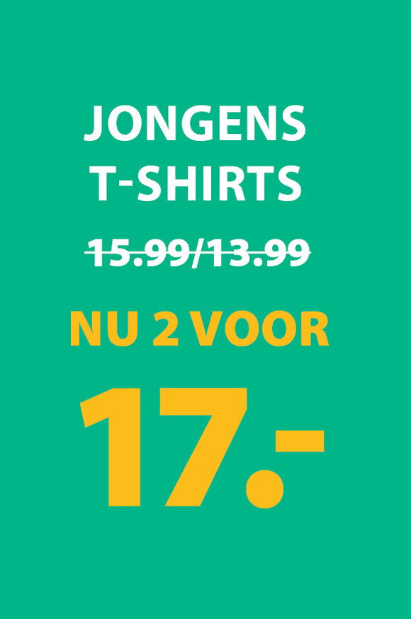 T-shirts nu 2 voor 17.-