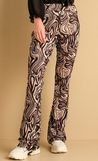 flared broek met abstracte print