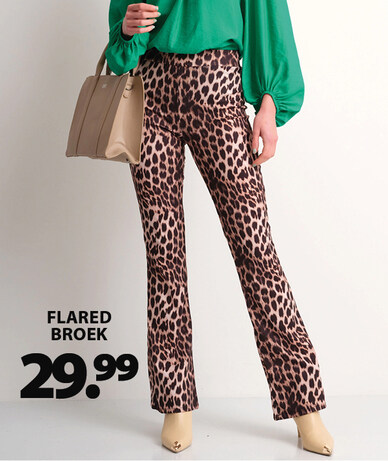 flared fit broek panterprint