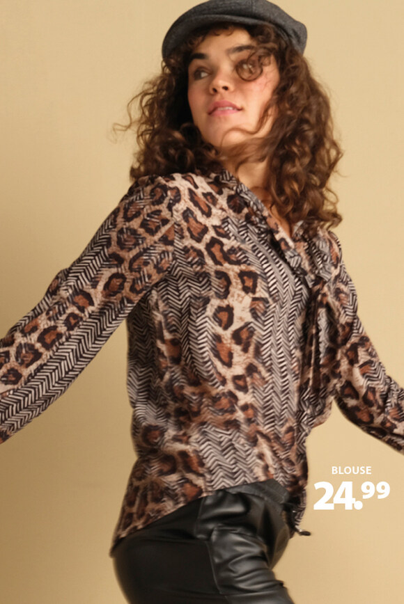 blouse met gemixte print