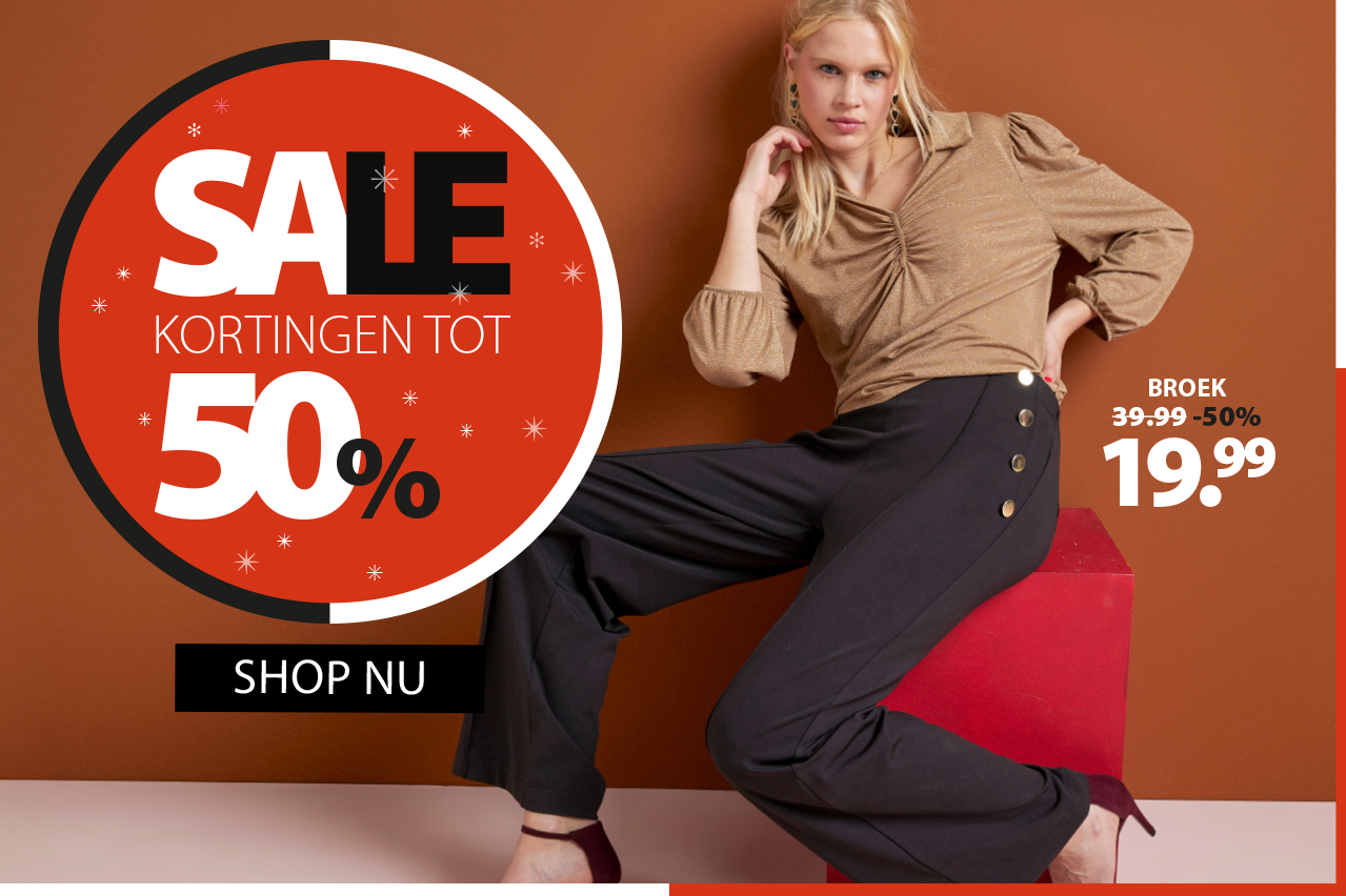 Wide fit broek met sierknopen zwart