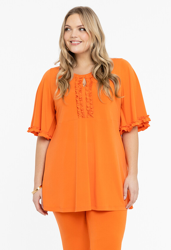 Tuniek flare met ruches DOLCE-orange -42/44