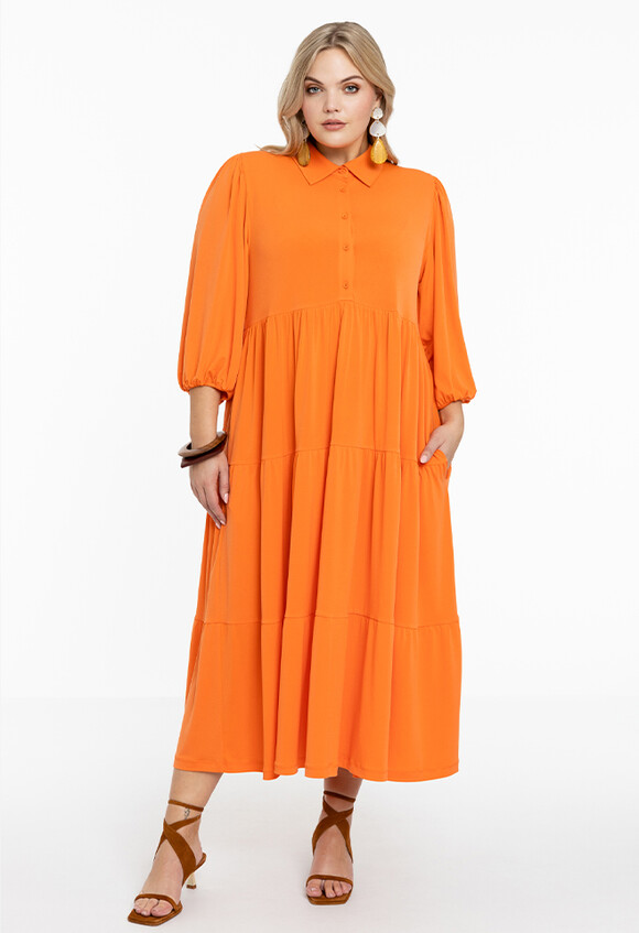 Jurk met pofmouwen DOLCE-orange -42/44