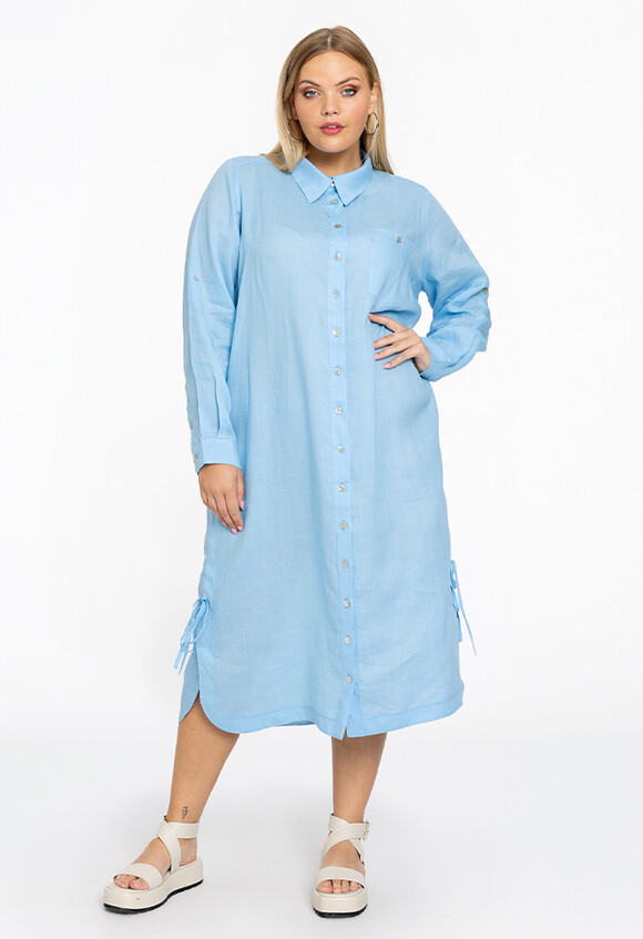 Blouse-jurk LINEN-light blue-46/48