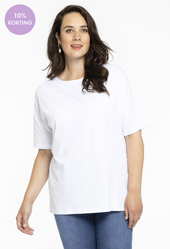 T-shirt wijd COTTON-white -42/44