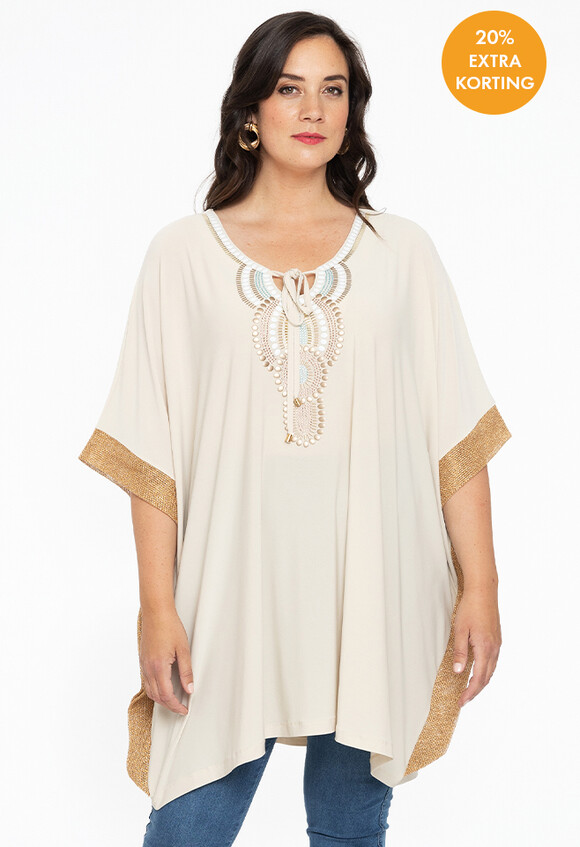 Kaftan met studs DOLCE-light brown-42/44